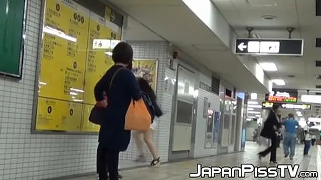 Japanese women filmed urinating in a public restroom