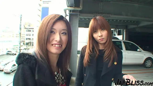 Asian women suck and rail two lucky guys in a hot FFM threesome 